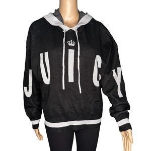 Juicy couture women’s black gray long sleeve hoodie sweatshirt size M
